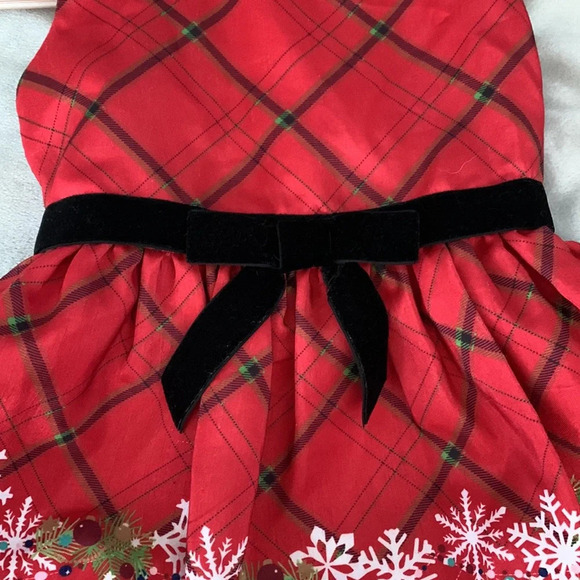 Bonnie Jean size 3t red sleeveless nutcracker dress taffeta black velvet bow - Picture 4 of 10